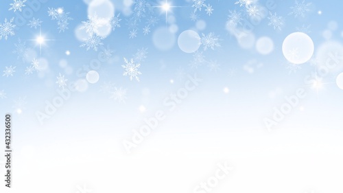 Abstract snowflake on blue backgrounds with copy space , illustration wallpaper