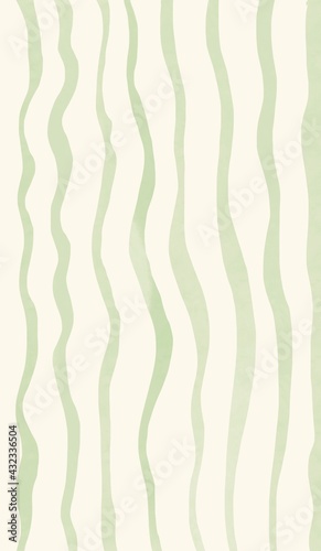 background wallpaper on a light beige background with watercolor green vertical stripes for the decoration of stories and mobile applications