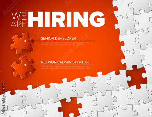 We are hiring minimalistic red flyer template with puzzle