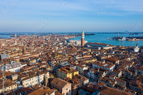 Aerial view of Venice, Sunny day, blue sky