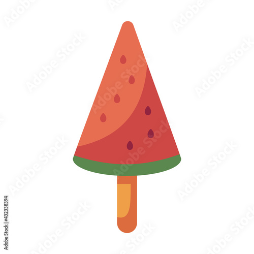 Vector cartoon illustration watermelon ice cream.