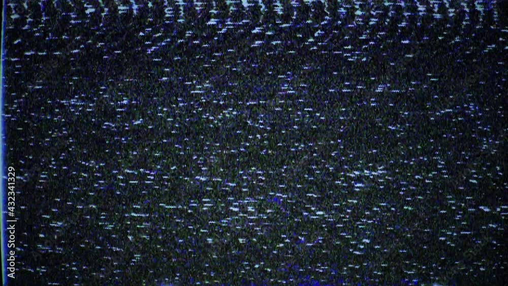 TV static noise dynamic background. Bad signal transmission. Monochrome black and white flickering noise, color aberrations, glitches, artifacts. VHS style texture. Retro, vintage 80, 90s 4K animation