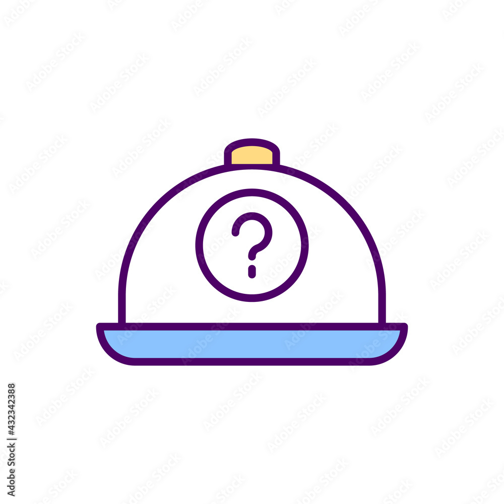 Obraz premium Chef-prepared customized meal RGB color icon. Gourmet meal experience. Providing food service to guests, visitors. Dining in restaurants. Care about customers needs. Isolated vector illustration