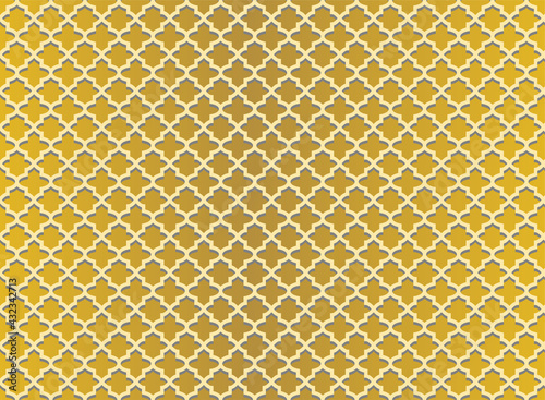 Abstract. Geometric arabic seamless pattern golden background. Light and shadow. vector.