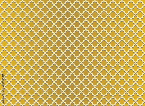 Abstract. Geometric arabic seamless pattern golden background. Light and shadow. vector.