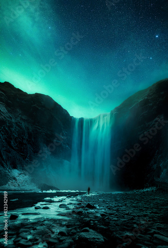 фотографія Skogafoss with northern lights - Iceland