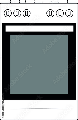 Electric stove illustration. Icon. Vector image. In black
