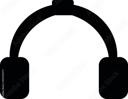Headphone illustration. Icon. Vector image. Black color