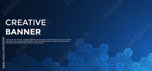 Abstract vector background modern blue futuristic with hexagon texture. Background with technology theme