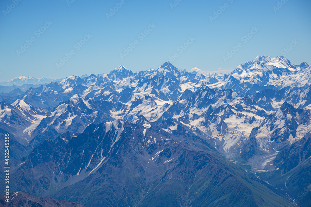 Fototapeta premium Mountains of the Caucasian range. View from Russia, Kabardino-Balkaria