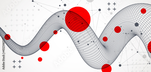Modern science or technology art background. Vector wireframe tentacle.