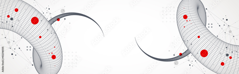 Modern science or technology art background. Vector wireframe tentacle.