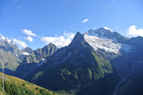 Mount Dombai-Ulgen is translated as a defeated bison, view towards Abkhazia. © Алексей Салыкин