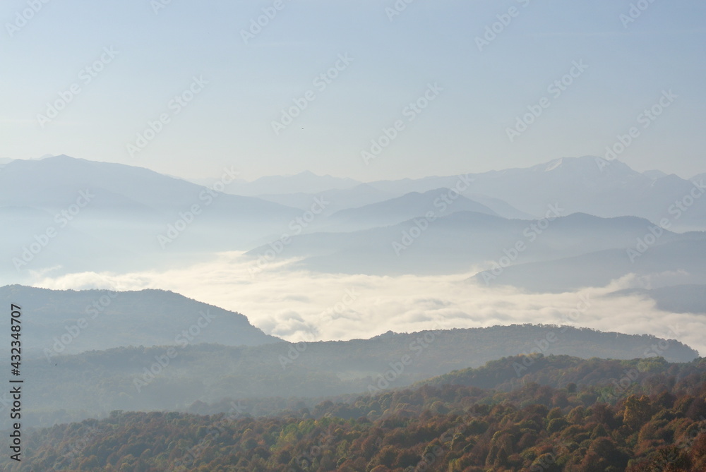 Fototapeta premium Trekking in the Caucasus Nature Reserve, Guzeripl Pass