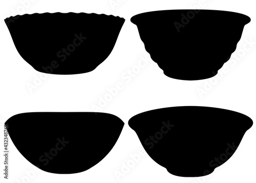 Deep plates for salads and first courses in the set. Vector image.