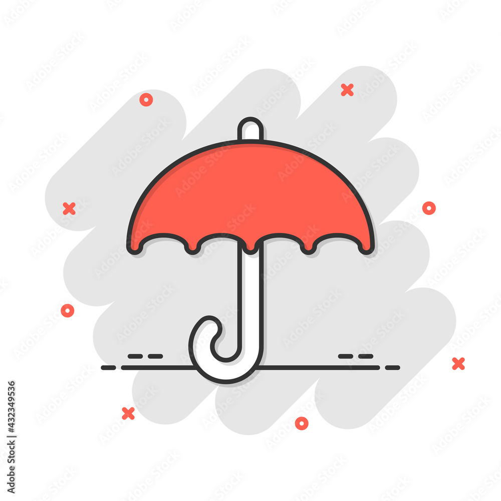 Umbrella icon in comic style. Parasol cartoon vector illustration on white isolated background. Canopy splash effect business concept. Umbrella icon in comic style. Parasol cartoon vector illustration on white isolated background. Canopy splash effect business concept.