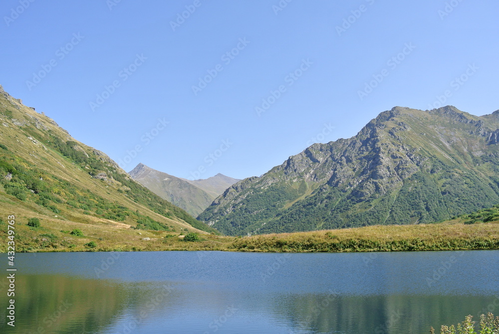 Fototapeta premium Trekking in the mountains of the North Caucasus. Aibga ridge