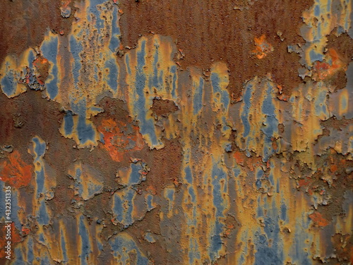 錆びてボロボロの金属壁