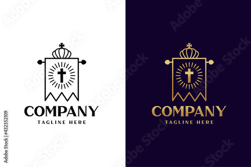 Royal Church Flag Line Logo Design