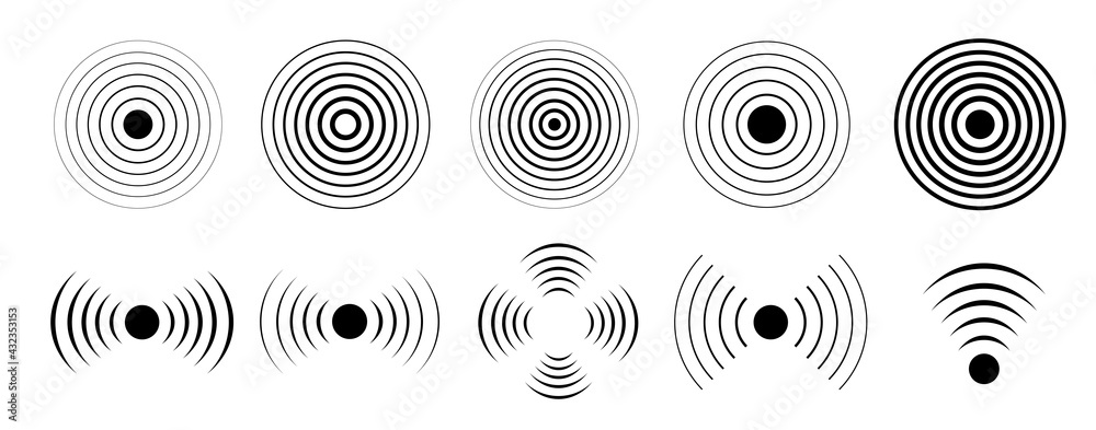 Sonar sound waves icon set. Vector. - obrazy, fototapety, plakaty 