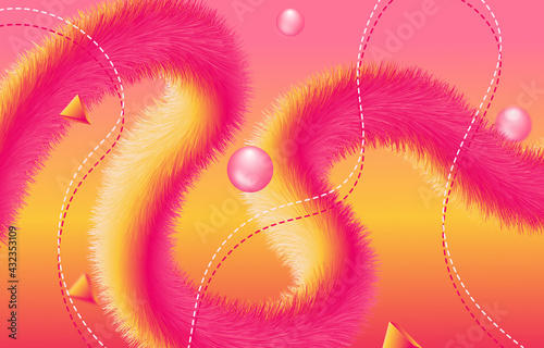 abstract 3d fluffy tinsel with geometry shape background