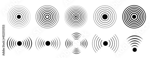 Sonar sound waves icon set. Vector. photo