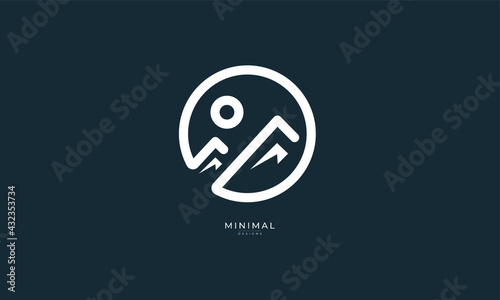 a line art icon logo of a mountain
