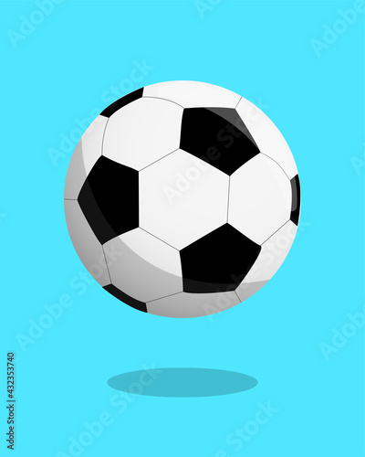 Soccer ball on blue background. Football icon vector illustration