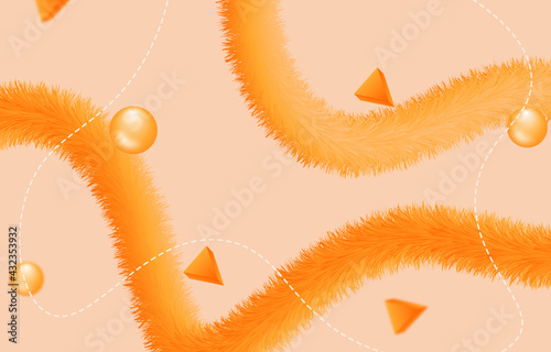 abstract 3d fluffy tinsel with geometry shape background