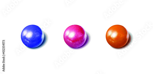 Vector Colorful Spheres, 3D Icons Set Isolated on White Background, Realistic Pearls, Candy Colors. 
