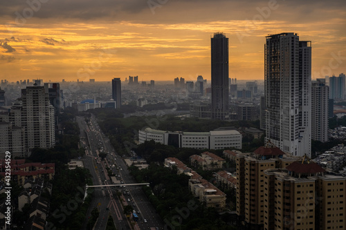 Quarantine photos when i got Covid19 in Wisma Athlete in Sunter, Kemayoran, Jakarta, Indonesia. It is a beautiful view during sunset, sunrise and daylight