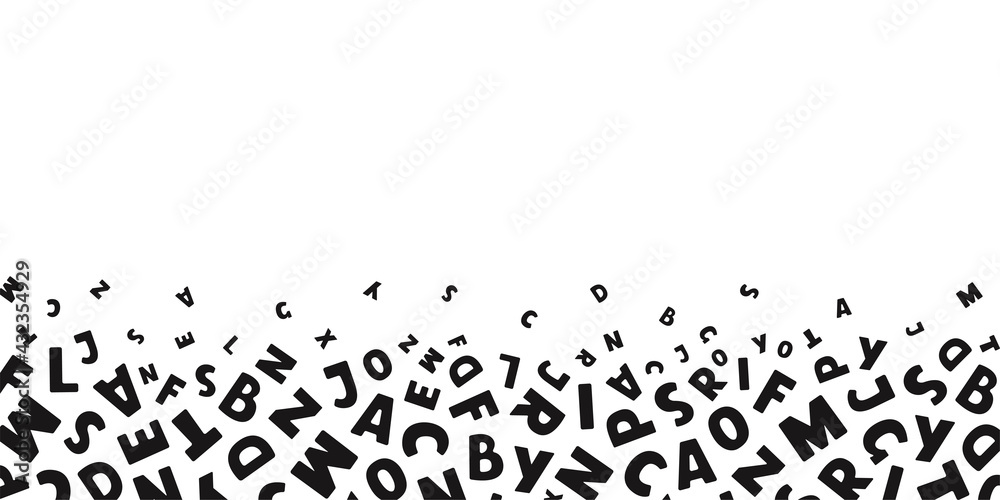 Vector horizontal banner with black english letters fly on white background with place for text. Modern hand drawn design illustration Vector horizontal banner with black english letters fly on white background with place for text. Modern hand drawn design illustration