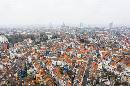 Brussels, Belgium, January 3, 2021: panorama view from above, Basilica of Koekelberg on the background