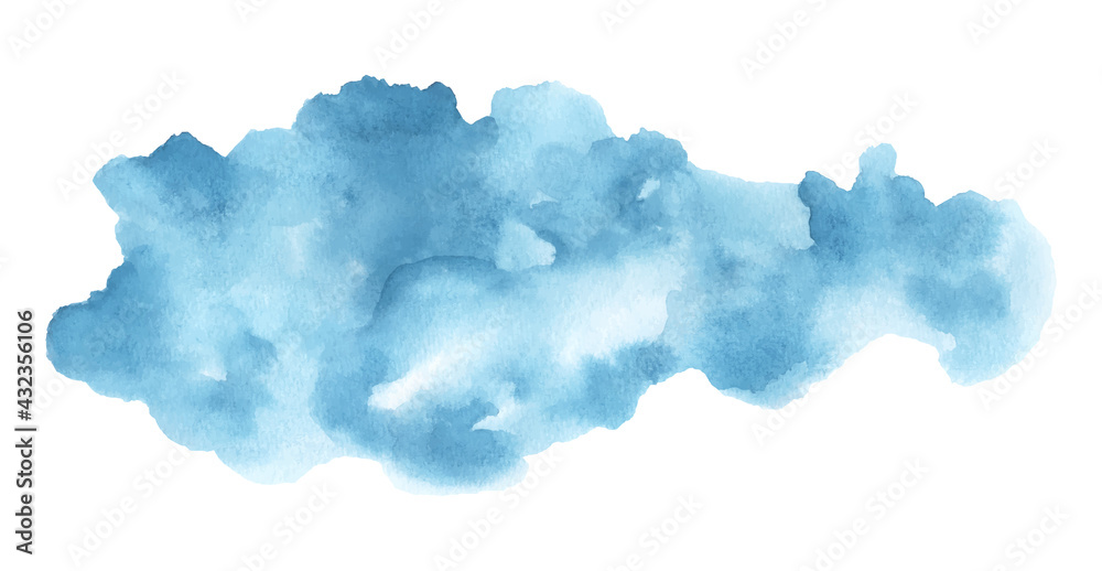 Abstract blue cloud watercolor stain