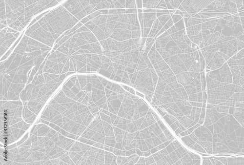 Vector city map of Paris in black and white