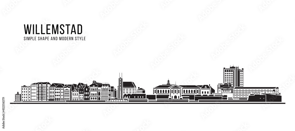 Fototapeta premium Cityscape Building Abstract Simple shape and modern style art Vector design - Willemstad