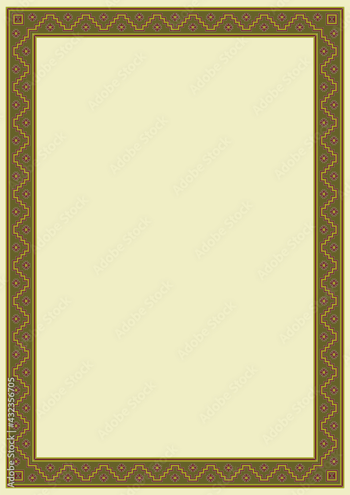 Ethnic geometric rectangular frame. American Indian style. A3, A4 page format. Ethnic geometric rectangular frame. American Indian style. A3, A4 page format.