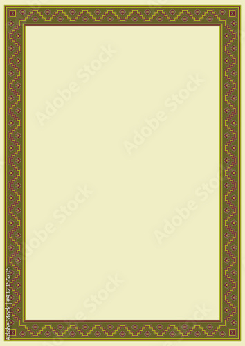 Ethnic geometric rectangular frame. American Indian style. A3, A4 page format. 