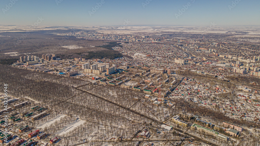 Penza city in early spring aerial photography