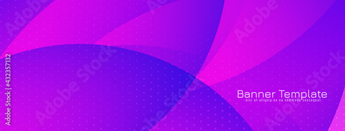 Modern violet color wave style decorative banner design