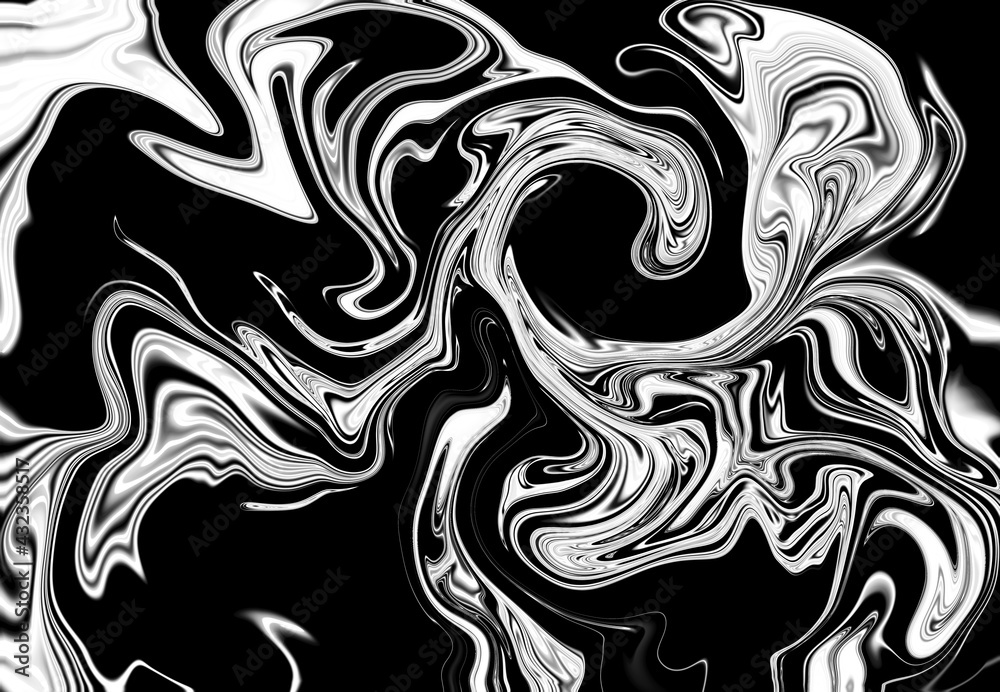  Abstract black and white backgrounds .Designs for wrapping paper, wallpaper and more.  Modern liquid art, digital illustration. Pattern of ink stains.