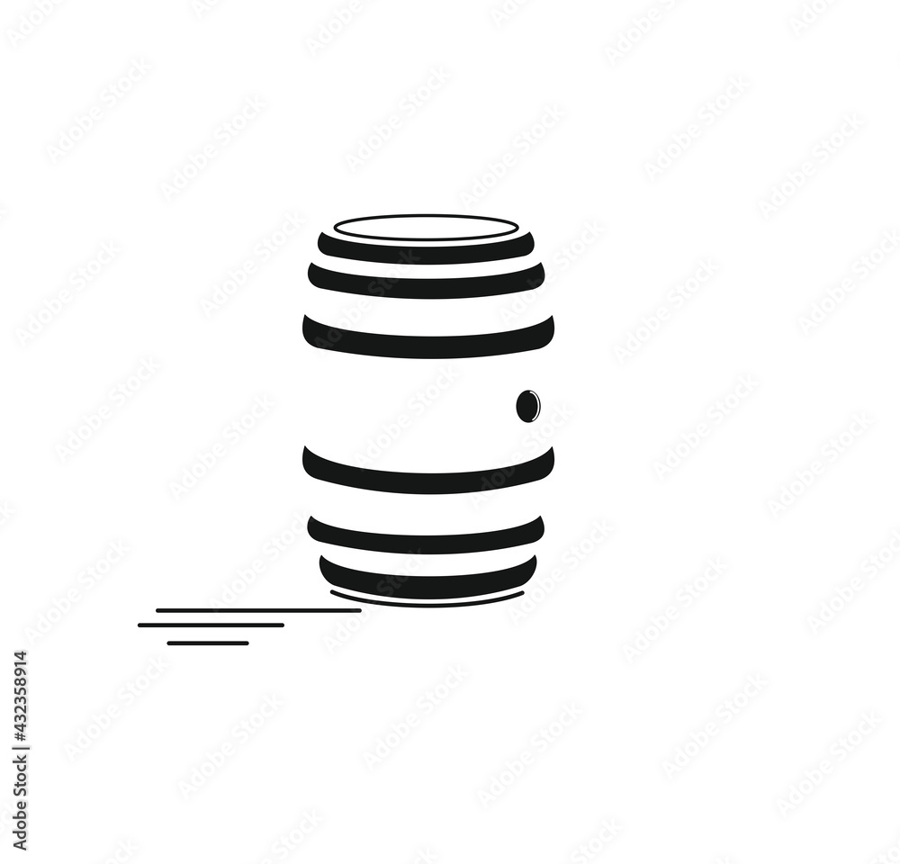 WOODEN BARREL STYLIZED DESIGN FOR TATOO. CONTAINER FOR WINE AND GRAPES