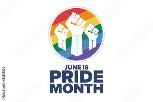 June is LGBT Pride Month. Holiday concept. Template for background, banner, card, poster with text inscription. Vector EPS10 illustration.