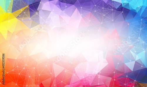 Colorful low poly background. Polygonal design pattern. Bright mosaic modern geometric design, Creative Design Templates. Connected lines with dots.