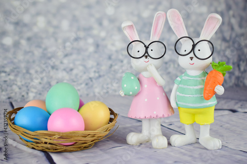 Photography easter bunny and eggs