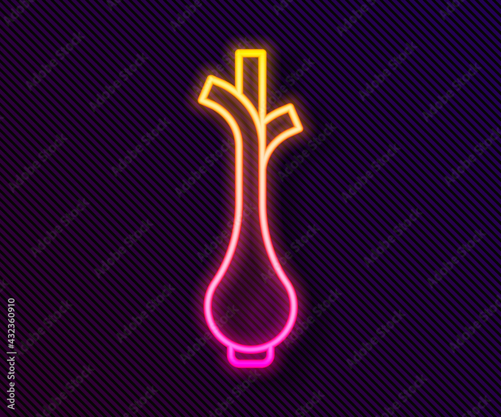 Glowing neon line Bunch of fresh green onions icon isolated on black background. Vector Glowing neon line Bunch of fresh green onions icon isolated on black background. Vector