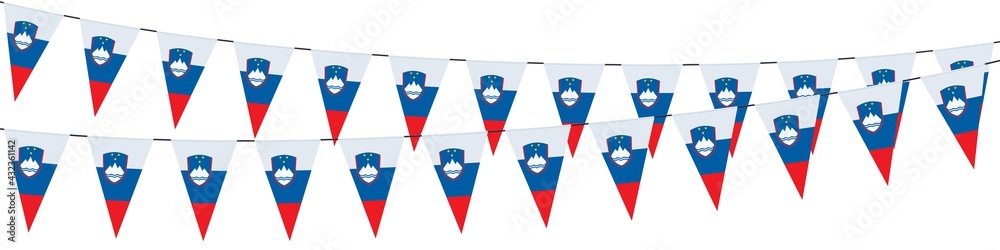 Garlands in the colors of Slovenia on a white background 
