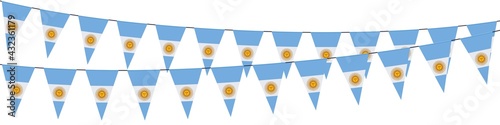 Garlands in the colors of Argentina on a white background 