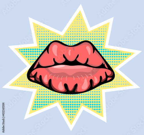 Sulking pouting lips in a pop art style.