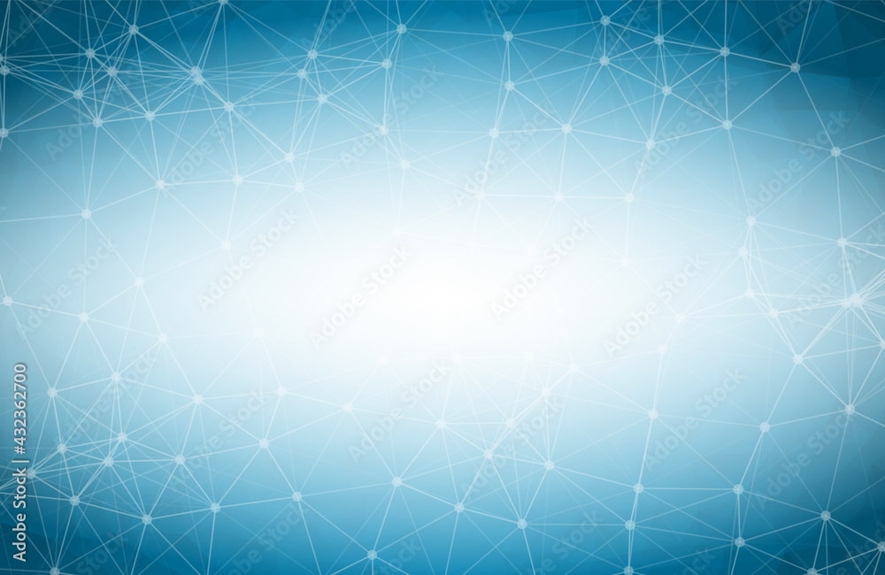 Abstract Blue Polygonal Space Background with Connecting Dots and Lines.  Connection structure and science background. Futuristic HUD design.